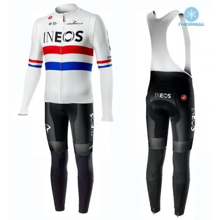 Tenue Cycliste Manches Longues et Collant à Bretelles 2019 TEAM INEOS Hiver Thermal Fleece N001